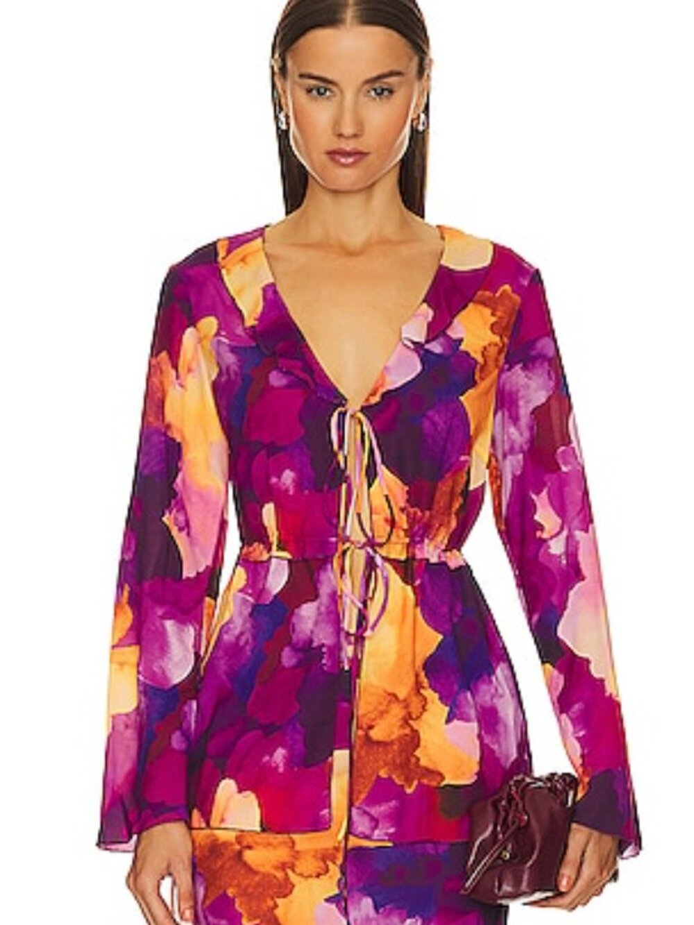 Plush Watercolor Ruffle Blouse